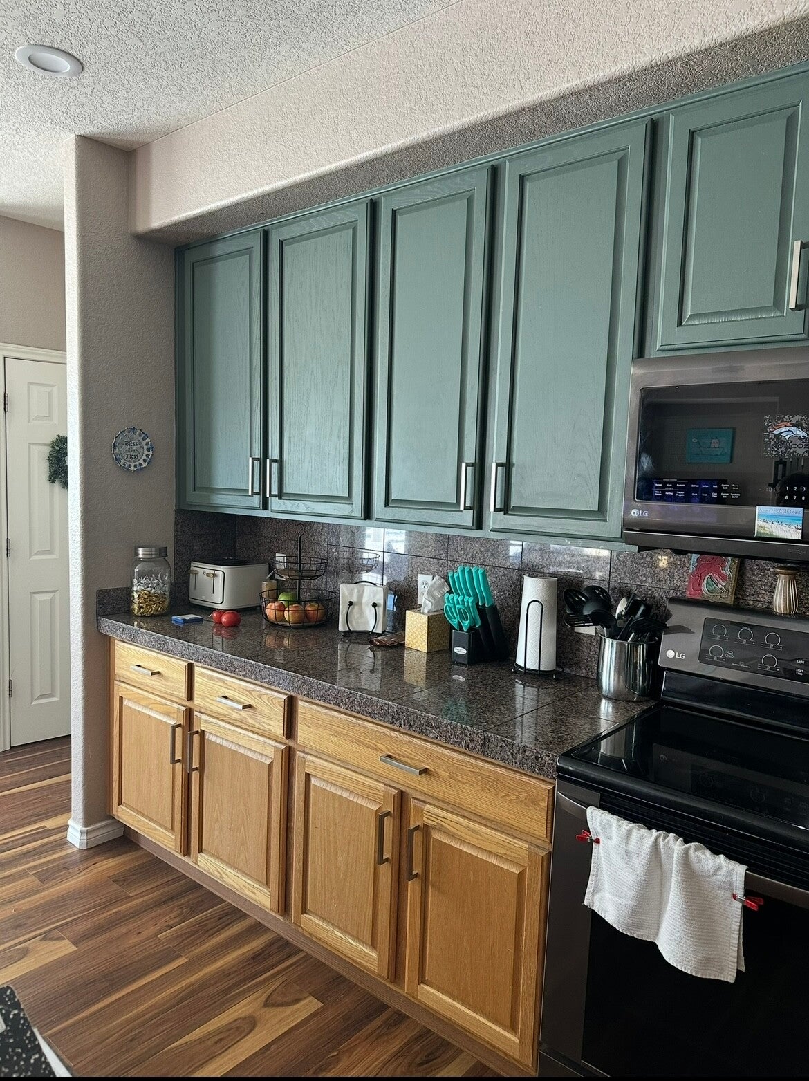 Kitchen with freshly painted cabinets
